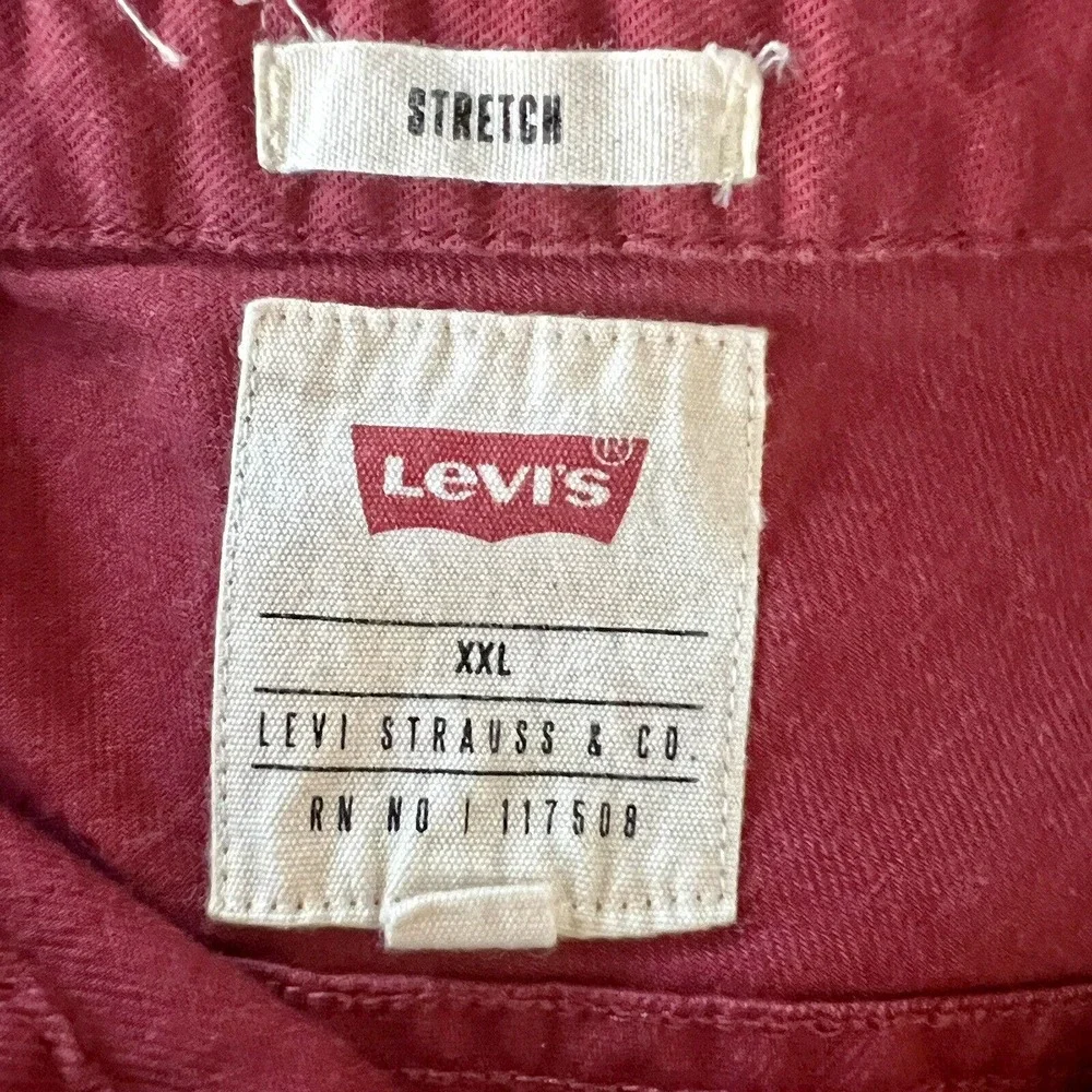 Levis Shirt Mens XXLarge Maroon Red Button Up Red Tab Long Sleeve Casual Strauss